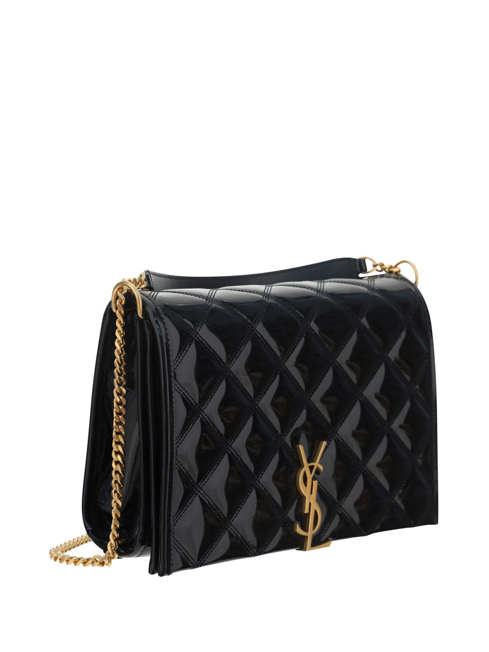 Women's Black Becky Mini Chain Bag In Quilted Patent Leather - Black