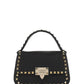 Small Rockstud Grainy Calfskin Handbag - Black
