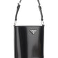 Brushed Leather Bucket Shoulder & Crossbody Bag - Black.