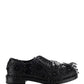Brushed Leather Derby Shoes with Appliqués - Black