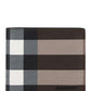 Exaggerated Check and Leather Bifold Wallet - Dark Birch Brown