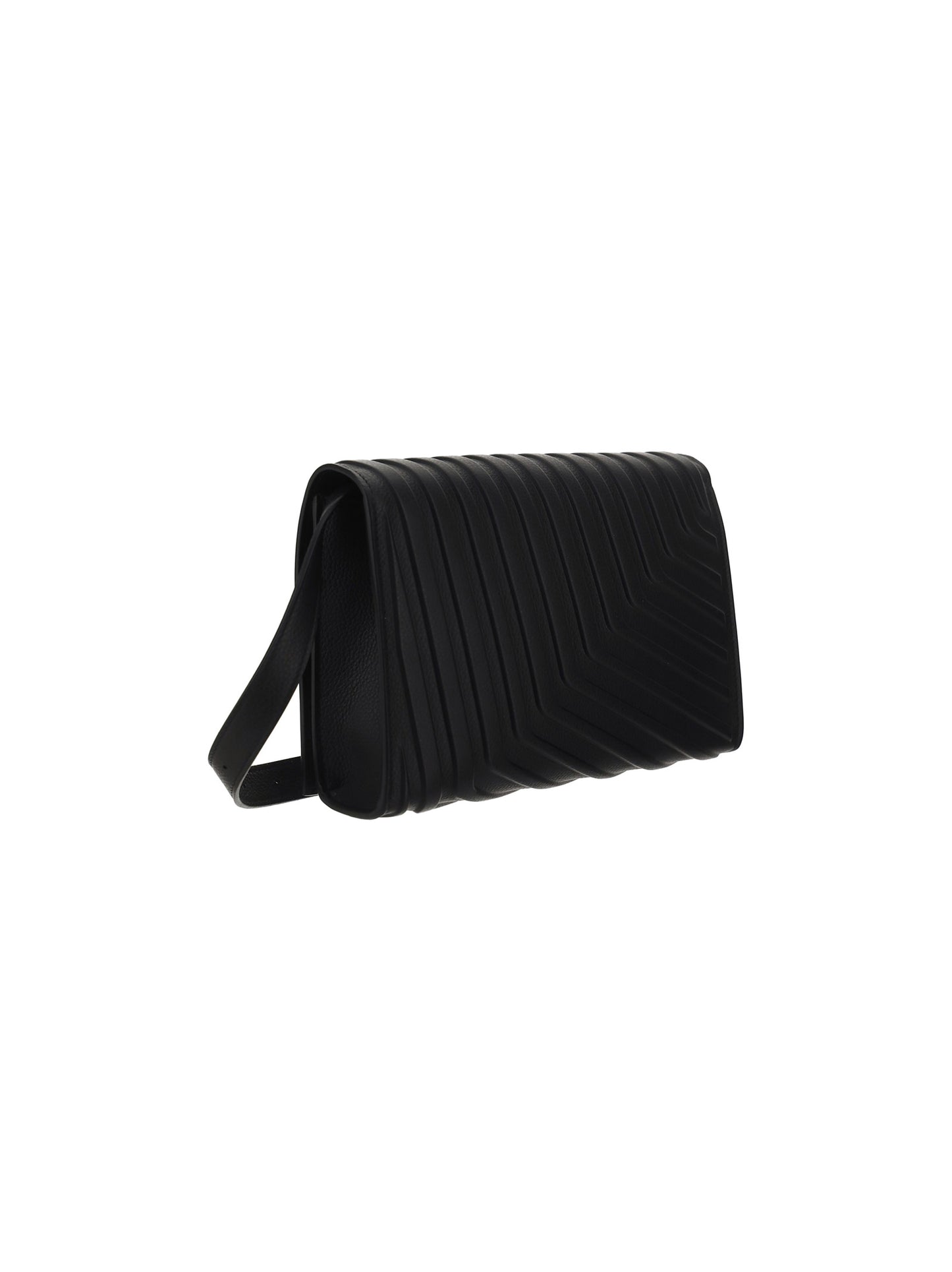Car Flap Bag With Strap - Black
