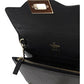 Rockstud Grainy Calfskin Wallet With Chain Strap - Black