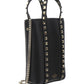 Rockstud Leather Pouch With Chain - Black