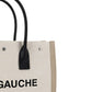 Rive Gauche Small Tote Bag in Linen and Leather - Greige/Black/Naturel