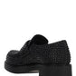 Chocolate Satin Loafers With Crystals - Black