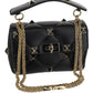 Medium Roman Stud The Shoulder Bag In Nappa With Chain And Enameled Studs - Black