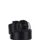 Leather Belt with Crossover DG Logo Buckle - Black