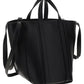 Everyday Small North-South Shoulder Tote Bag In Grained Calfskin - Black