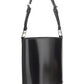 Brushed Leather Bucket Shoulder & Crossbody Bag - Black.