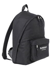 Logo Print Nylon Backpack - Black