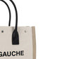 Rive Gauche Small Tote Bag in Linen and Leather - Greige/Black/Naturel