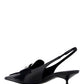 Slingback Kitten Heel Loafer Pumps - Black
