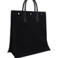 Rive Gauche N/S Tote Bag In Printed Canvas And Leather - Black