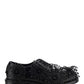 Brushed Leather Derby Shoes with Appliqués - Black