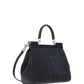 Small Sicily Bag in Calfskin and Patchwork Denim - Black