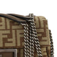 FF Tapestry Baguette Chain Midi Bag - Brown