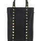 Rockstud Leather Pouch With Chain - Black