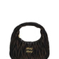 Miu Wander Matelassé Nappa Leather Mini Hobo Bag - Sand/Coffee