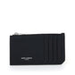 Fragments Zipped Card Case In Grain De Poudre Embossed Leather - Black