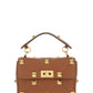 Medium Roman Stud The Shoulder Bag Grainy Calfskin - Saddle Brown