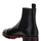 Melon Calf Leather Flat Boots - Black