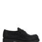 Chocolate Satin Loafers With Crystals - Black