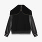 Hooded Bomber Jacket in Wool and Leather Black