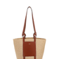 Large Basket in Fair Trade Paper & Shiny Calfskin - Natural / Brown
