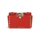 Rockstud Smartphone Leather Crossbody Bag - Red