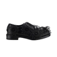 Brushed Leather Derby Shoes with Appliqués - Black
