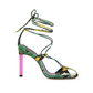 ''Adele'' Lace-up Pump - Green / Yellow