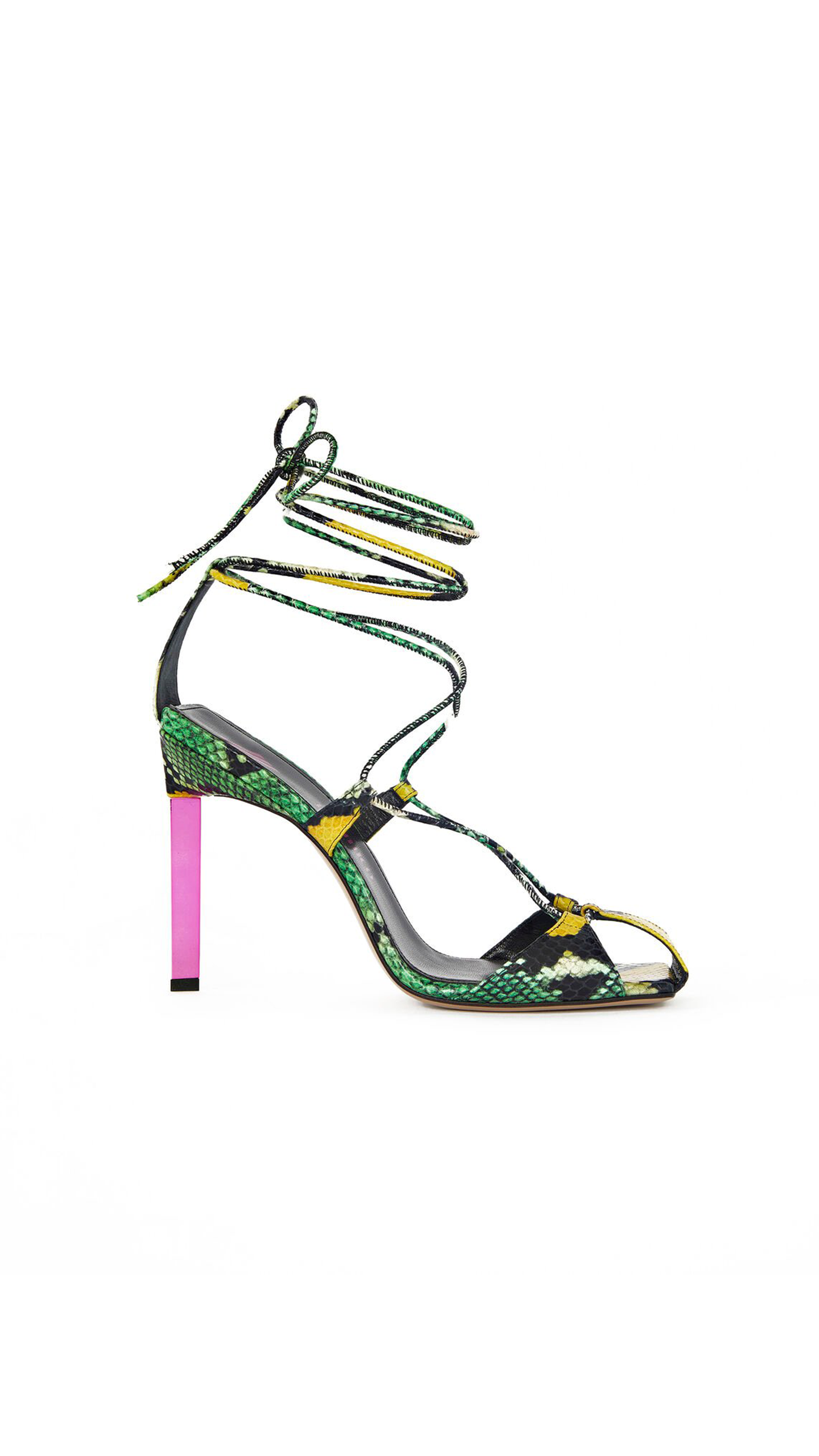 ''Adele'' Lace-up Pump - Green / Yellow