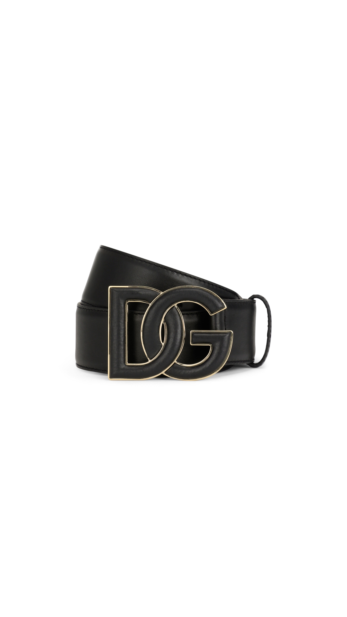 Calfskin Belt with DG Logo - Black