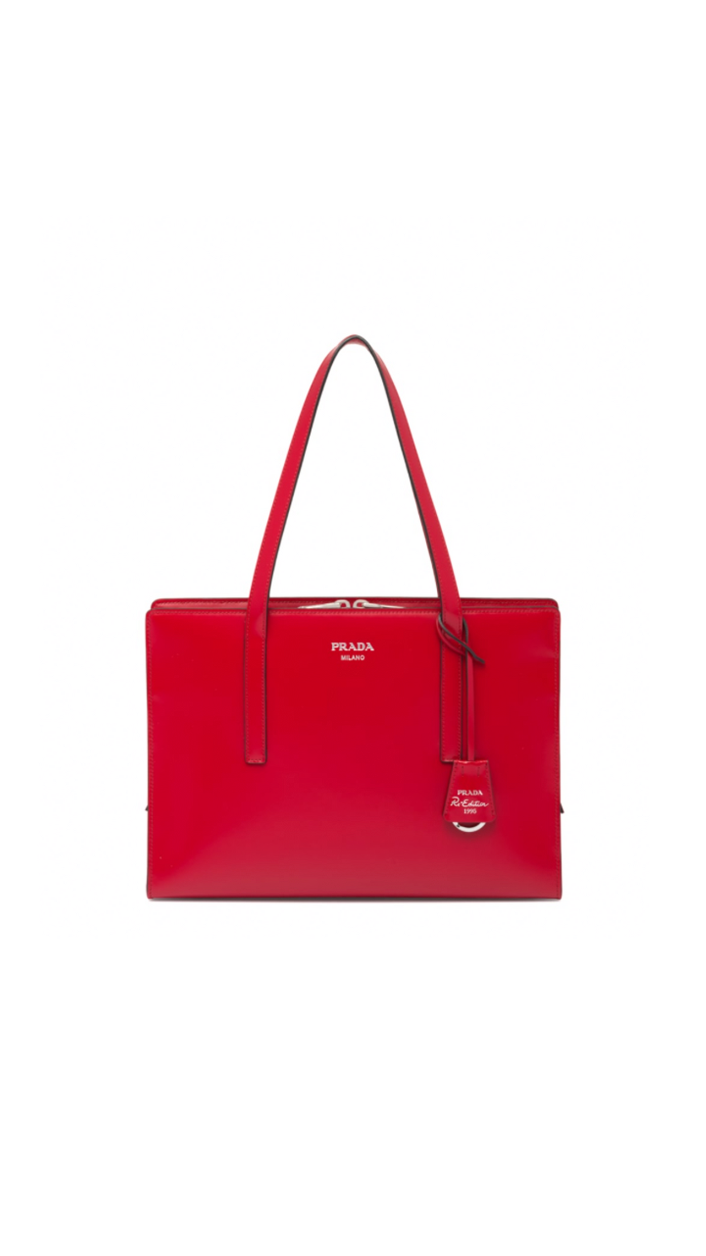 Prada Re-Edition 1995 Brushed Leather Medium Handbag - Scarlet Red