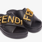 Fendigraphy Leather Slides - Black