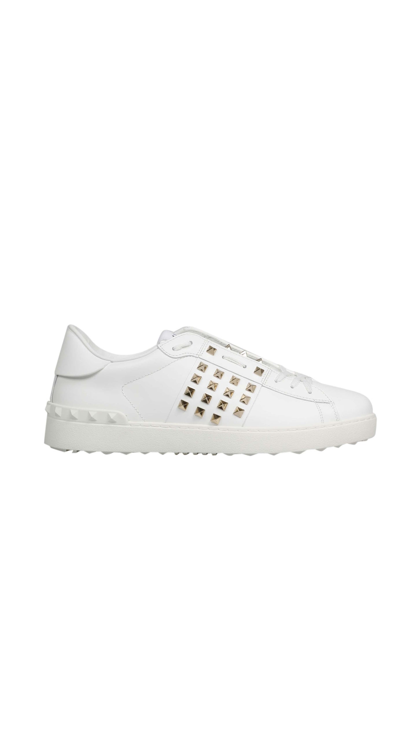 Calfskin Rockstud Untitled Sneakers - White