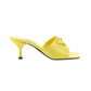 Brushed Leather Heeled Slides - Yellow