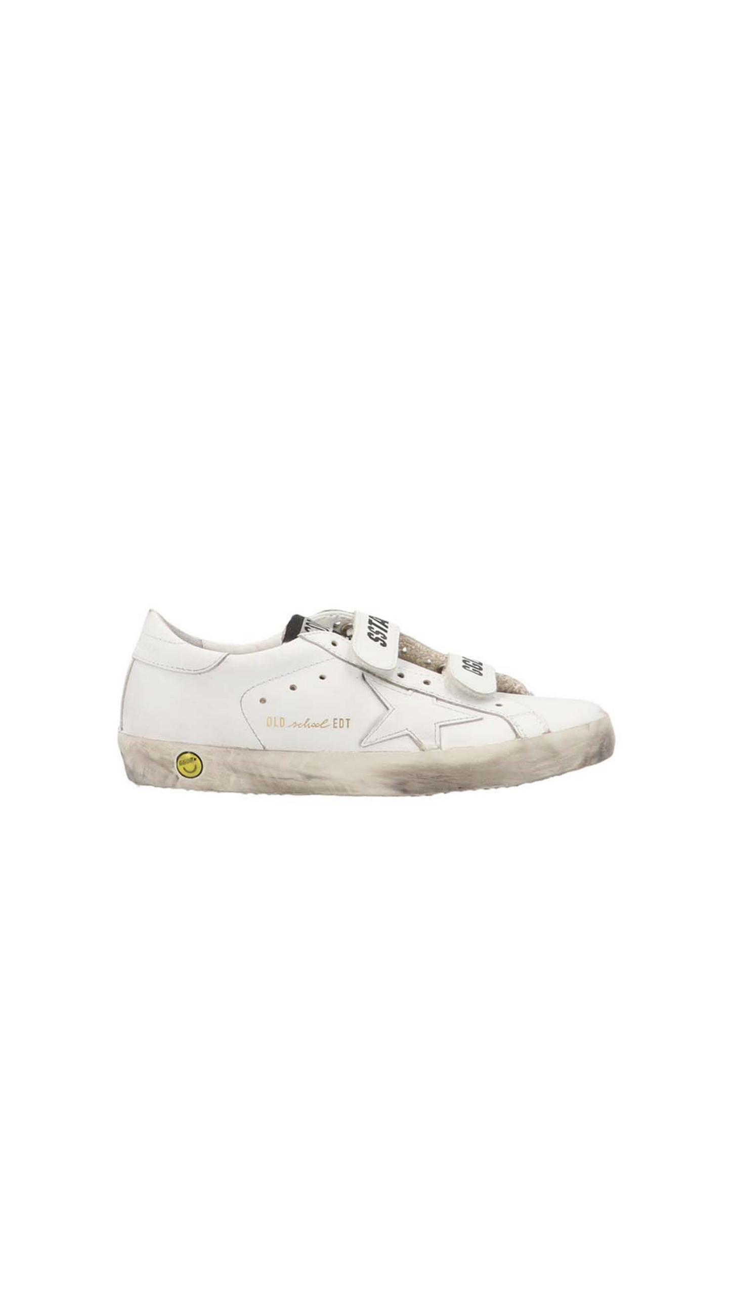 Old School Sneakers With Velcro Closure - White