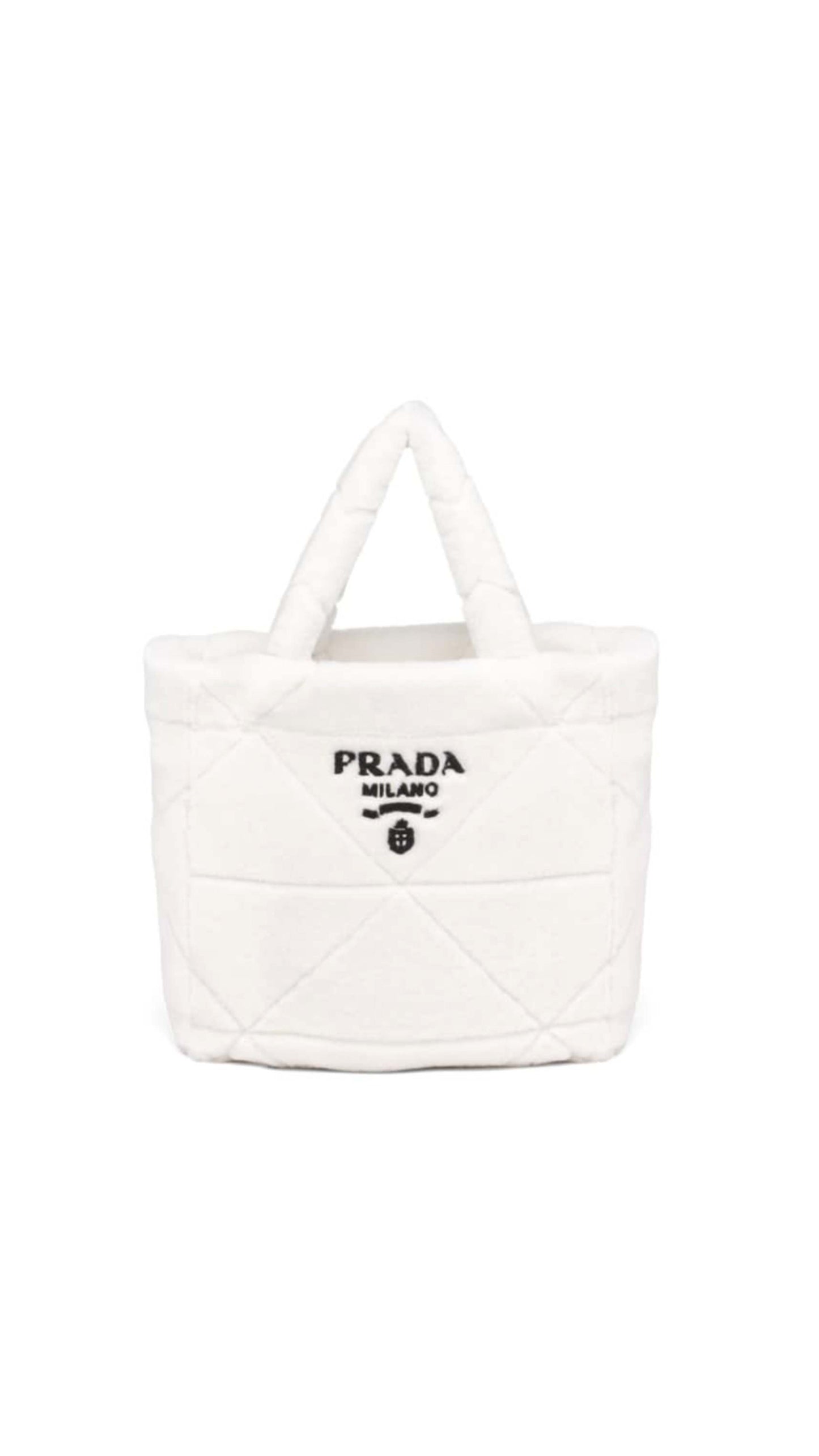Quilted Shearling Tote Bag - White