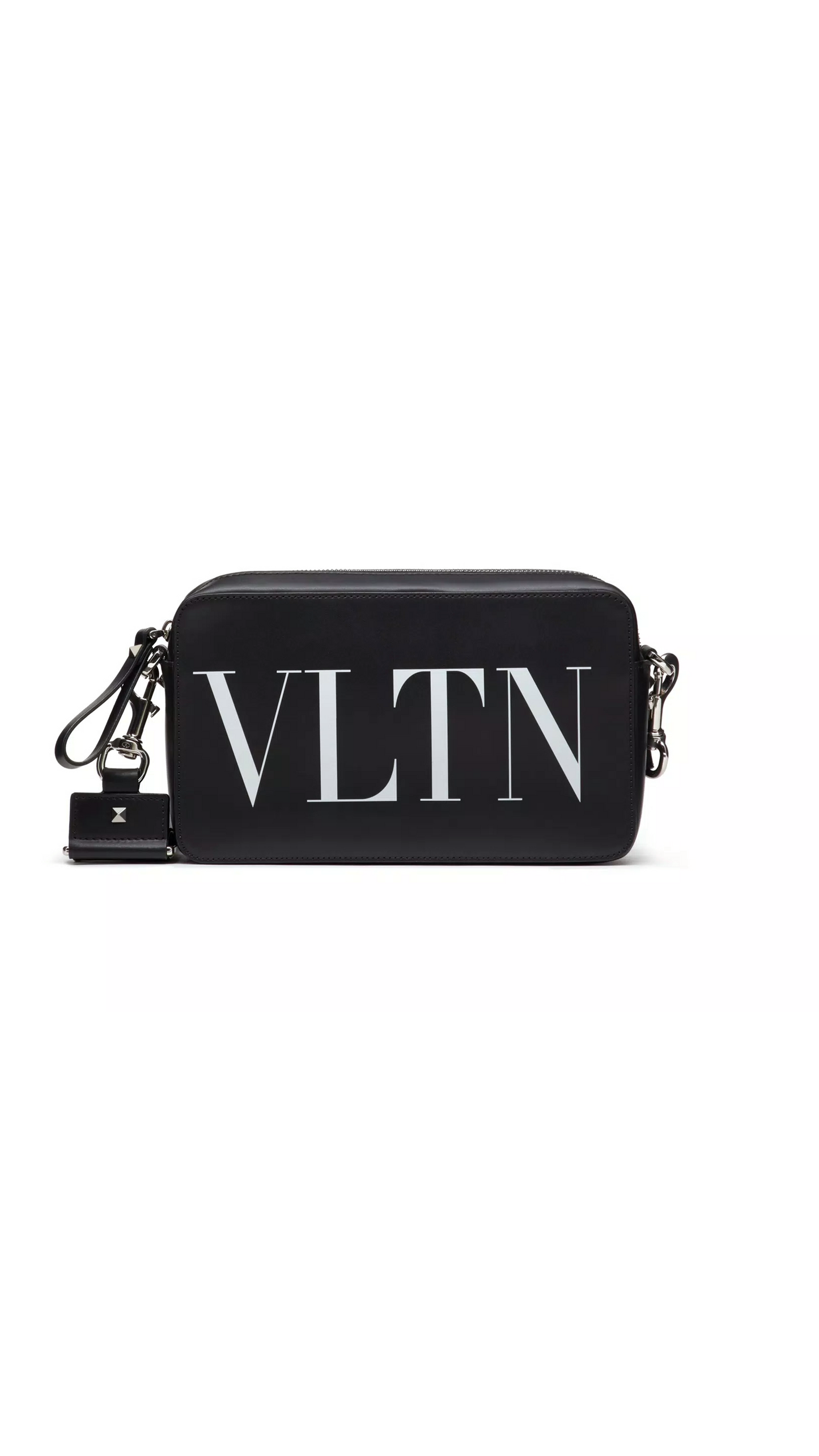 VLTN Calfskin Crossbody Bag - Black