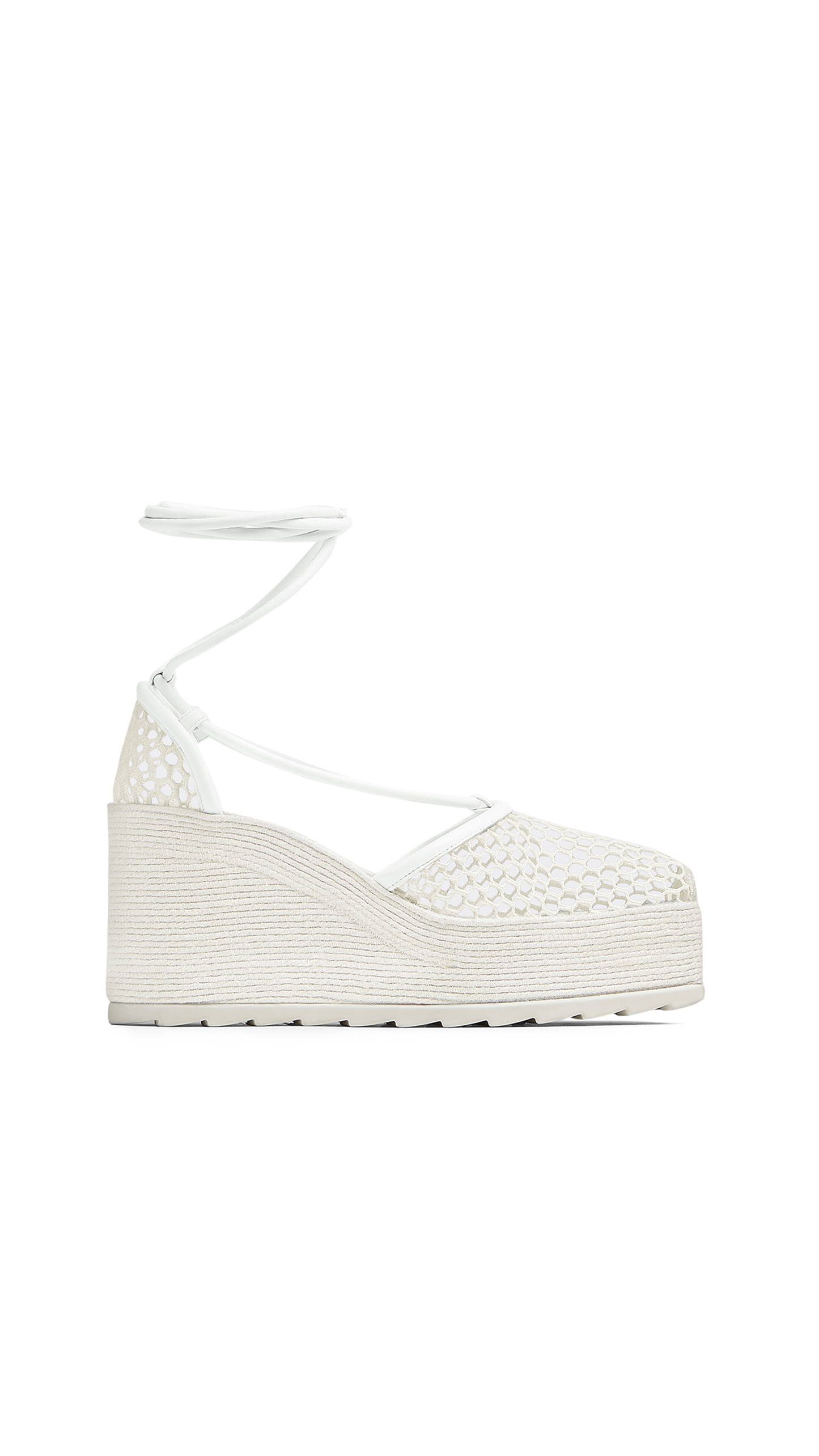 Mesh and Leather Stretch Espadrilles - Optic White