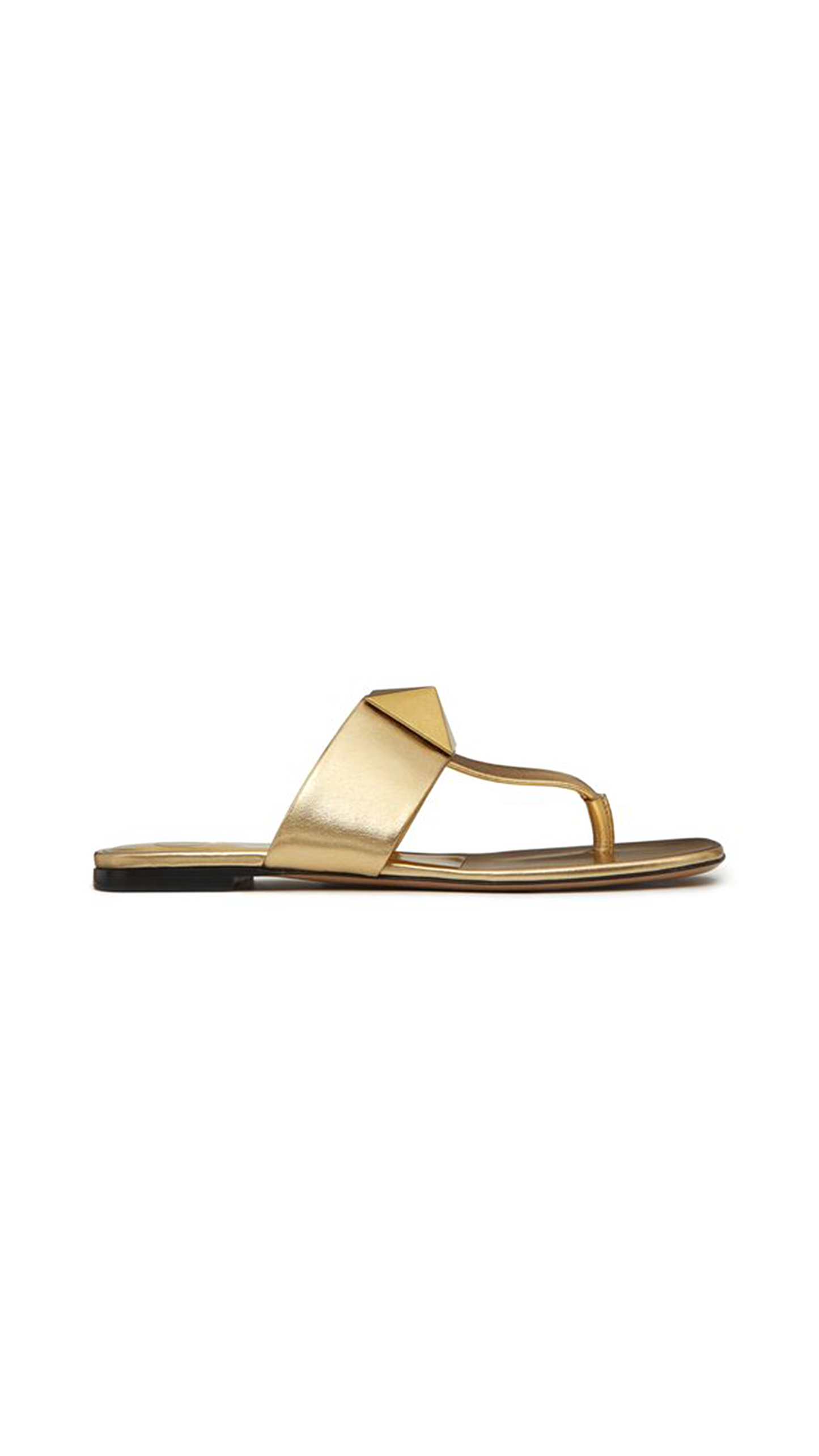 One Stud Flat Thong Sandal in Metallic Nappa - Gold