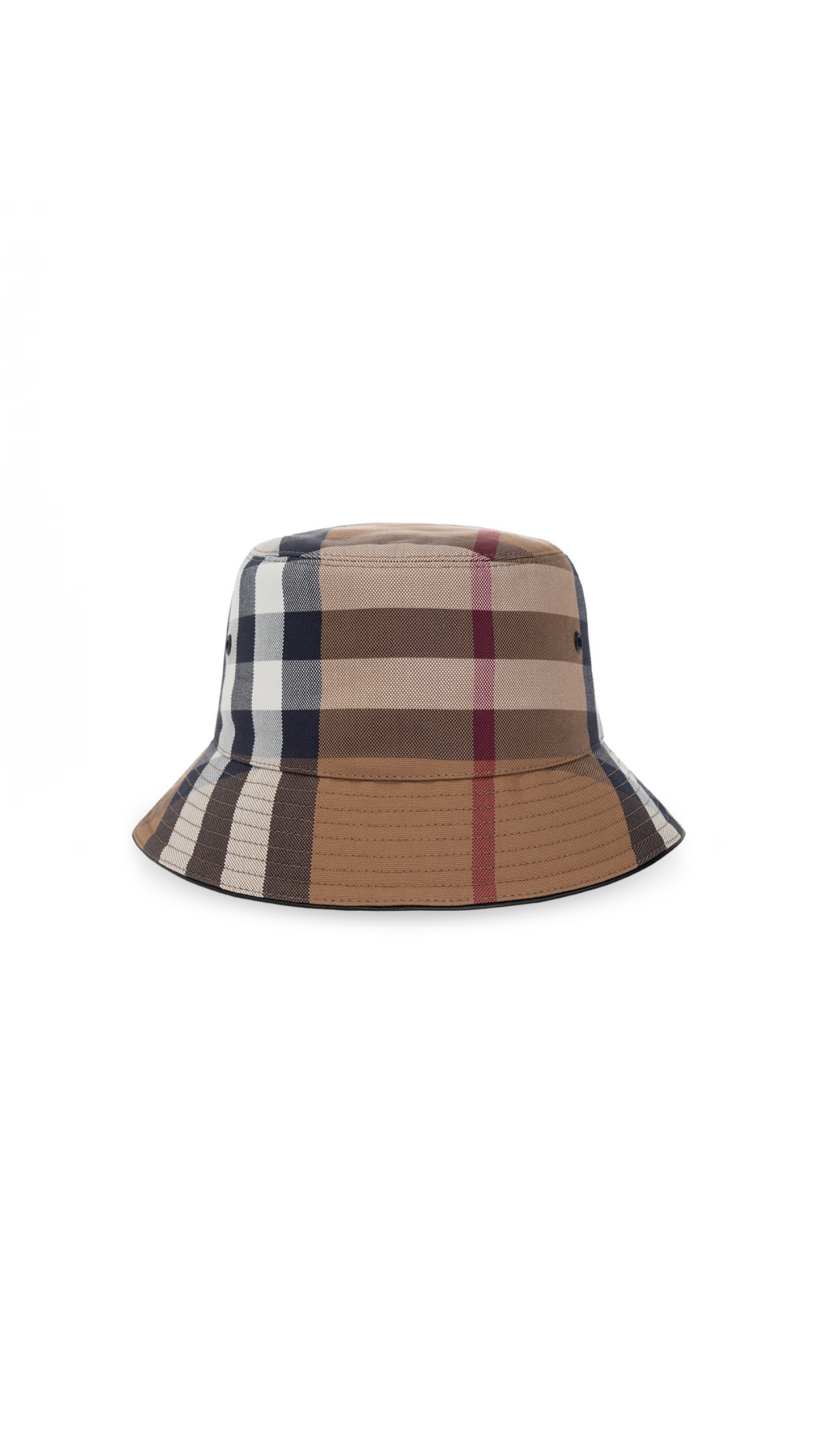 Check Cotton Canvas Bucket Hat - Birch Brown