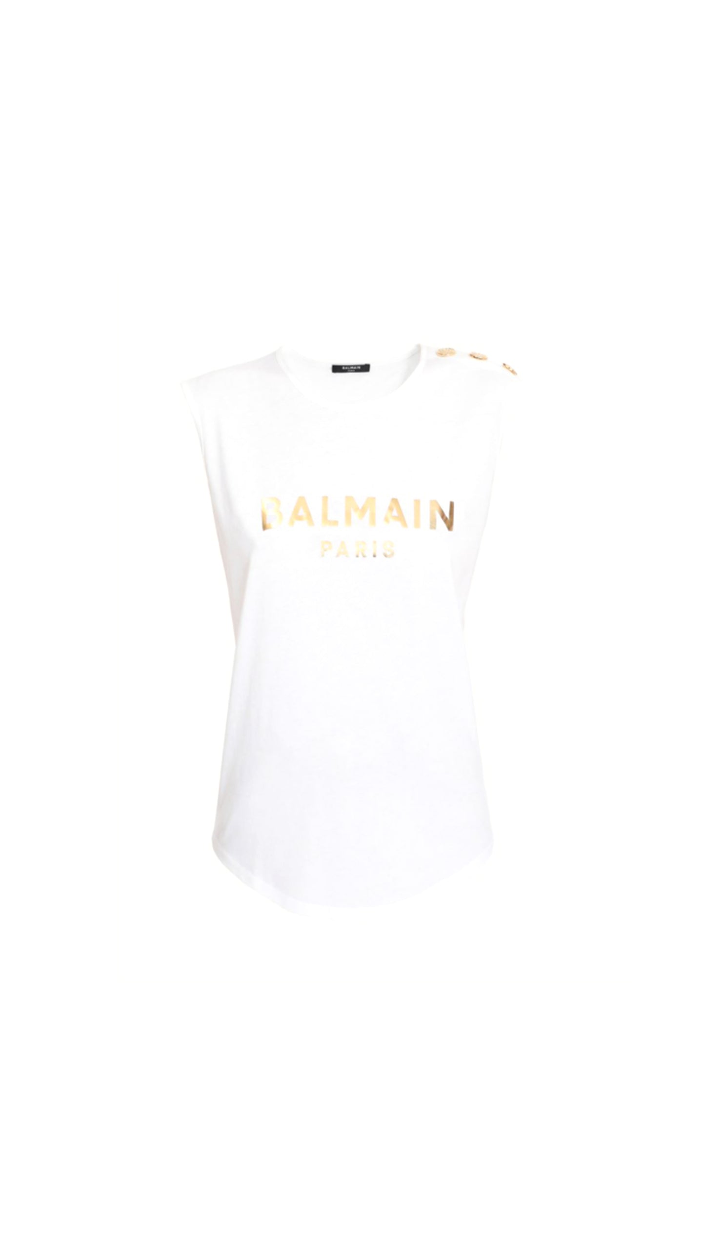 Eco-Designed Cotton T-shirt With Logo Print - White / Gold