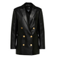 Double Breasted Leather Blazer - Black / Gold