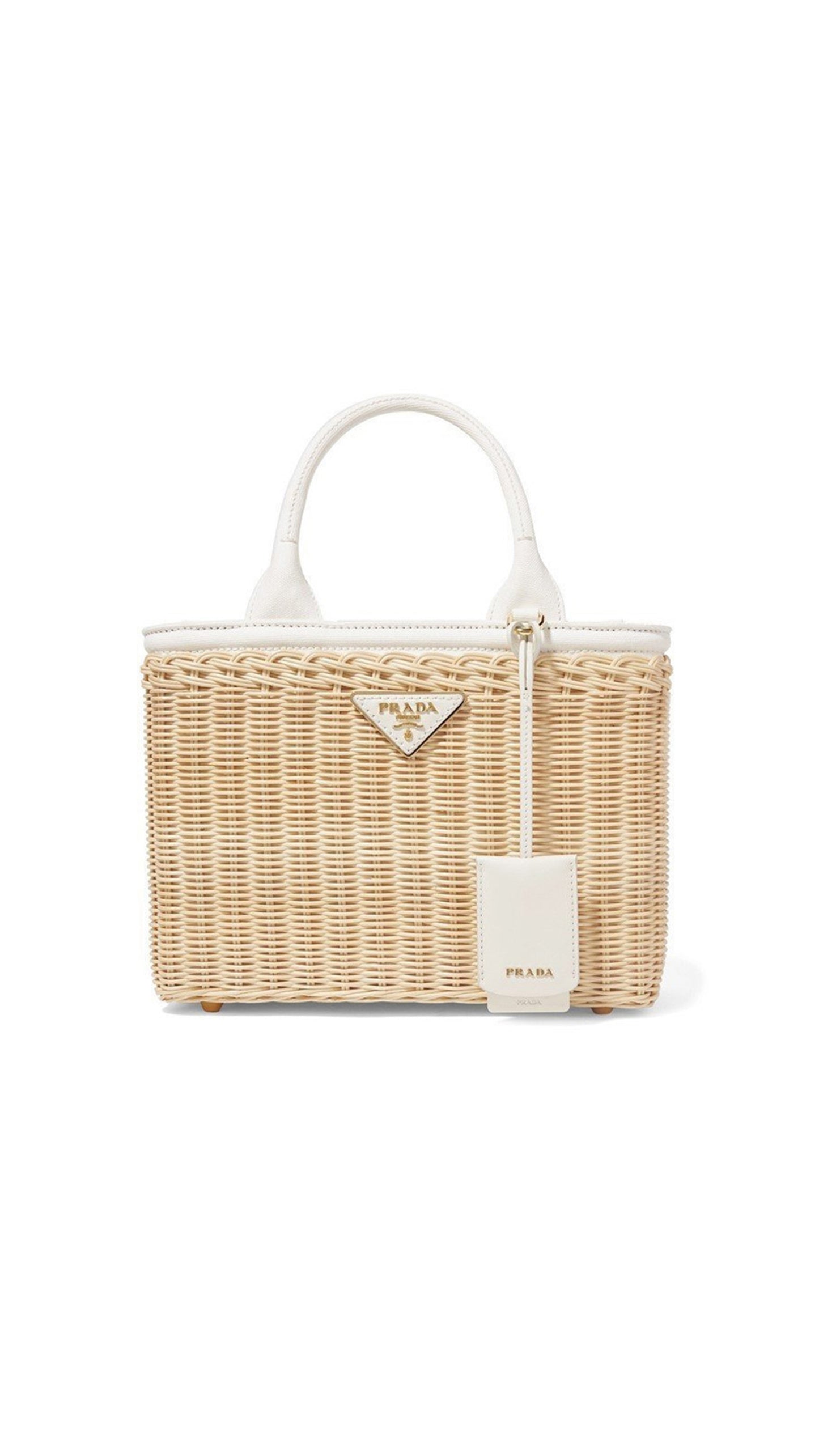 Wicker and Canvas Tote Bag
