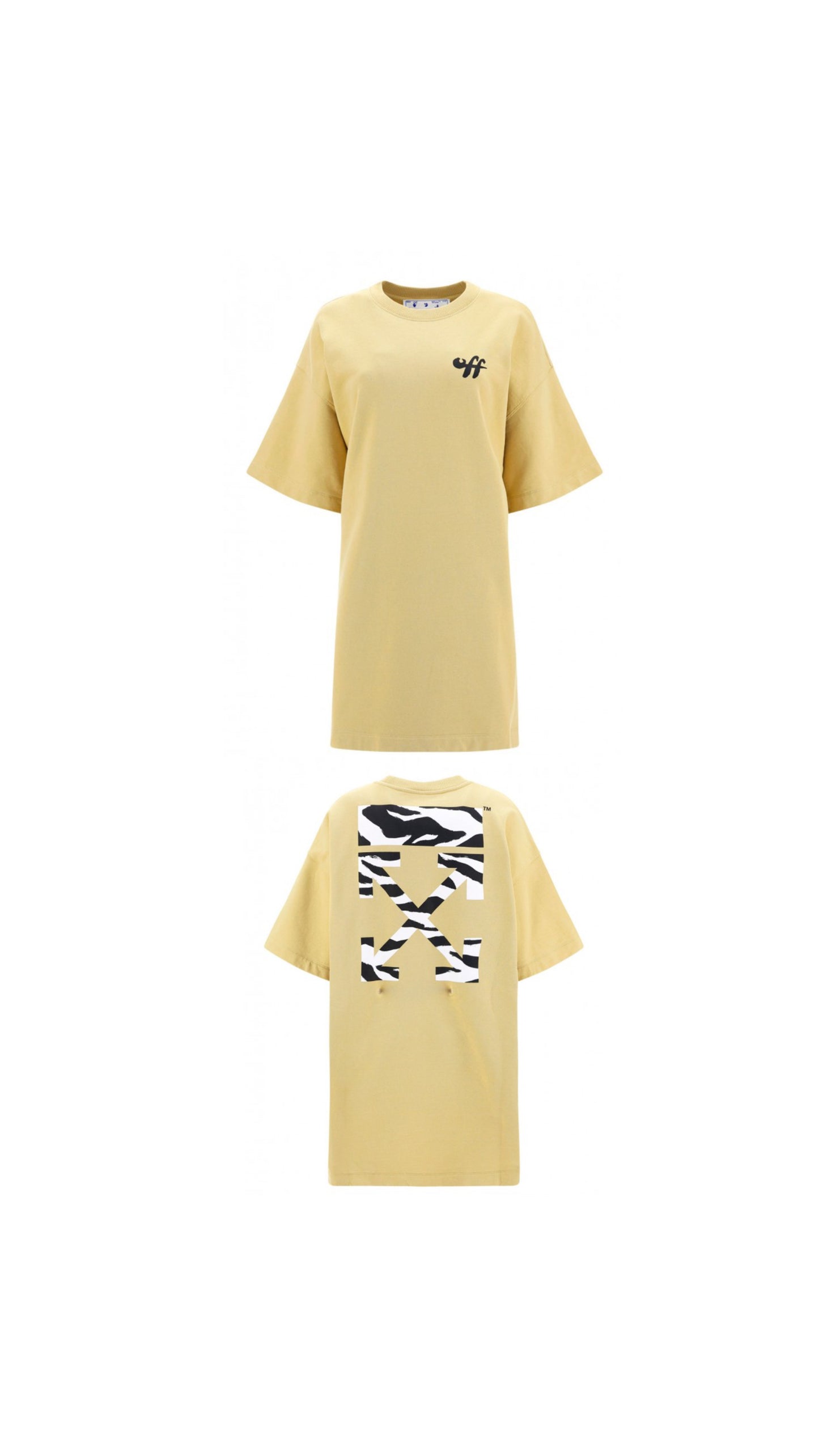 Zebra Arrow Snap Tee Dress - Yellow