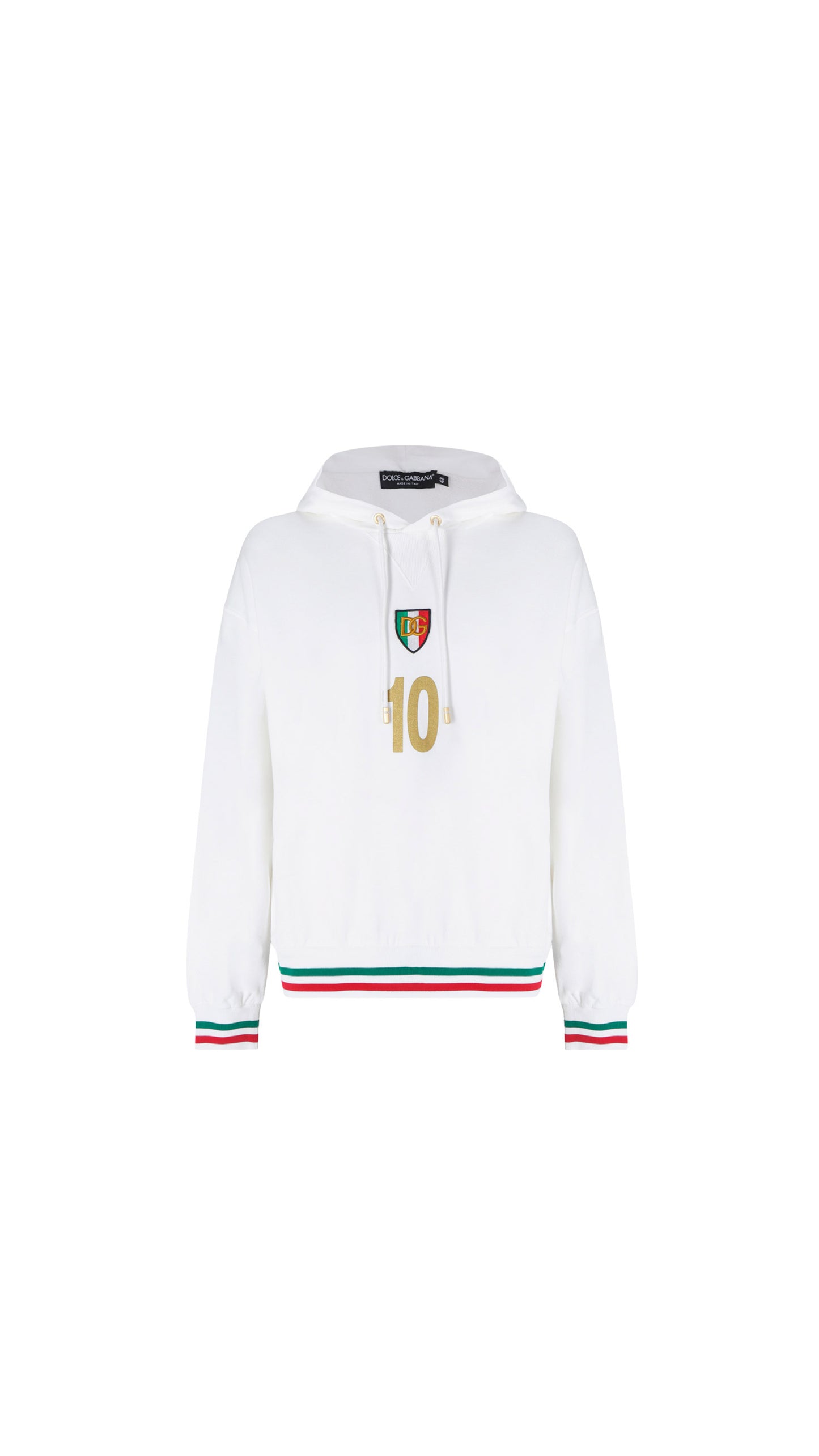 Jersey hoodie with patch - White