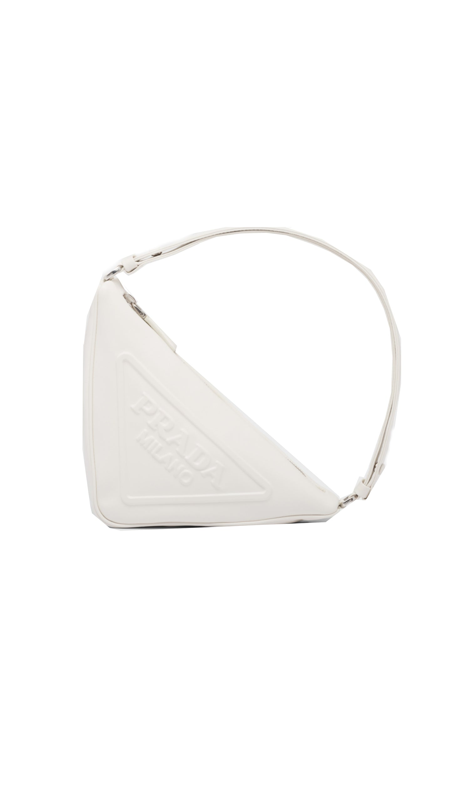 Triangle Leather Pouch Bag - White
